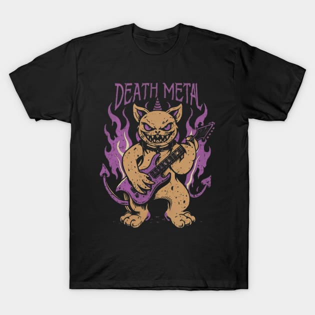 Death Metal Satanic Baphomet Cat T-Shirt by Aldrvnd